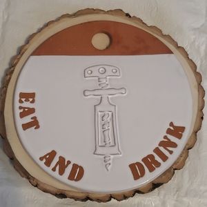 Mud Pie Eat & Drink Corkscrew Design Round Trivet